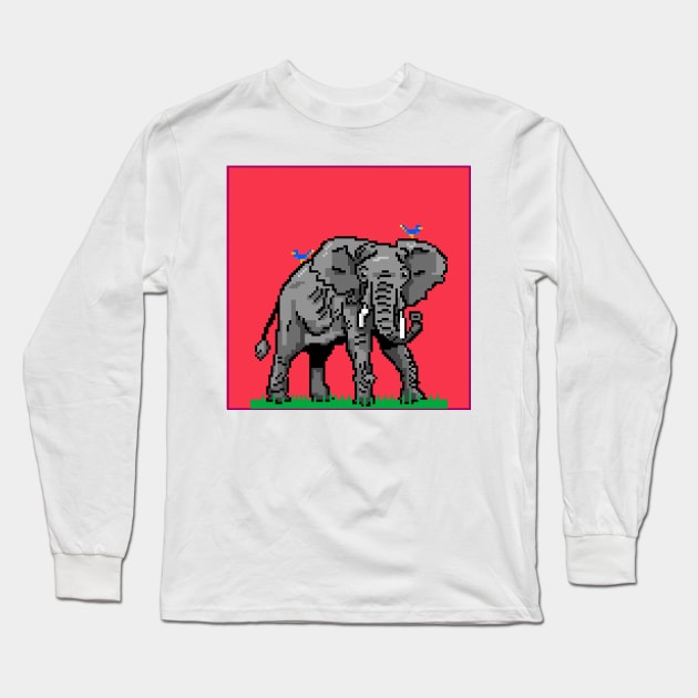 Elephant pixel design Long Sleeve T-Shirt by Creastore